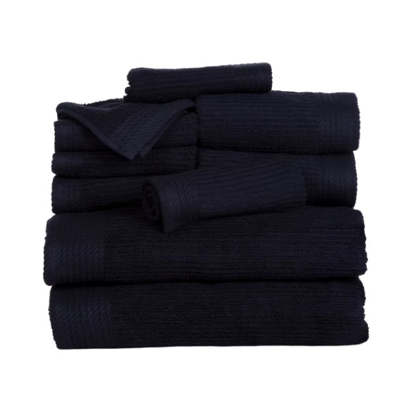 Hastings Home Ribbed 100 Percent Cotton 10 Piece Towel Set - Black